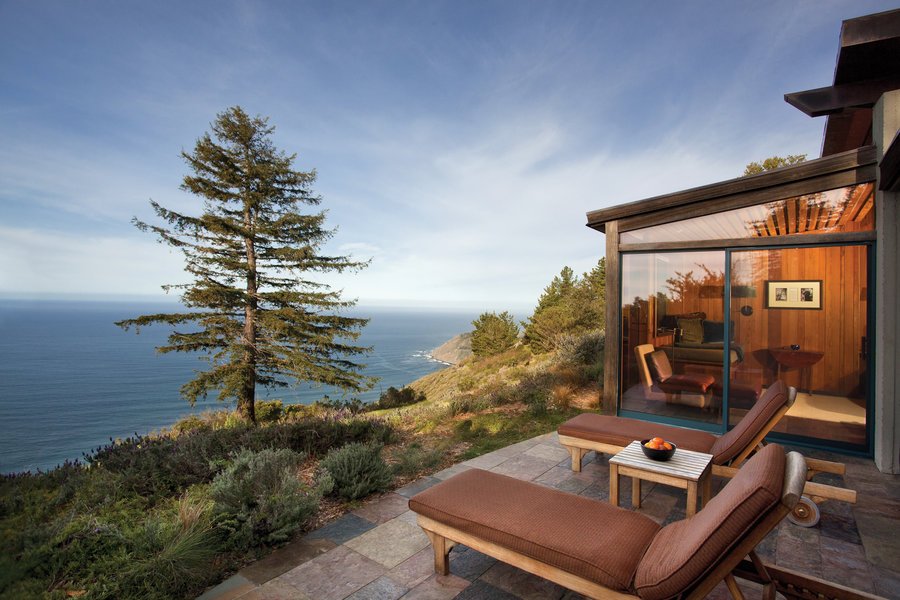 High atop the cliffs surrounded by pacific ocean post Ranch Inn Resort