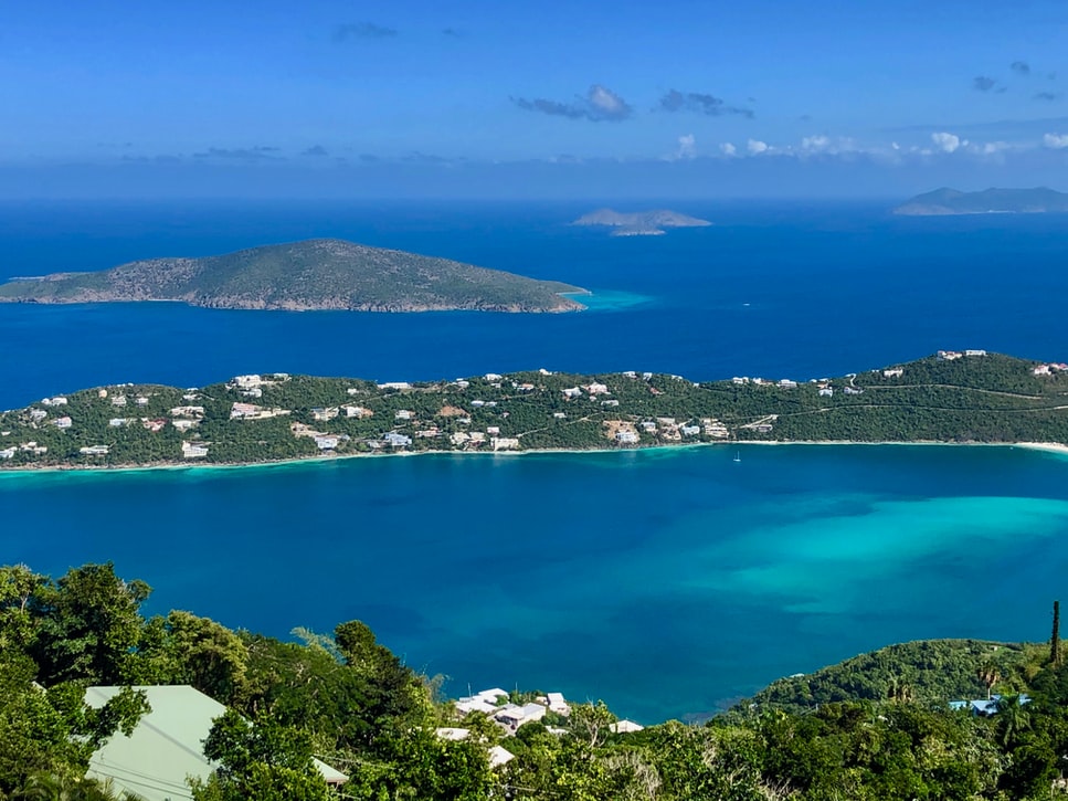 Aerial view at Magens bay from the viewpoints of St. Thomas island