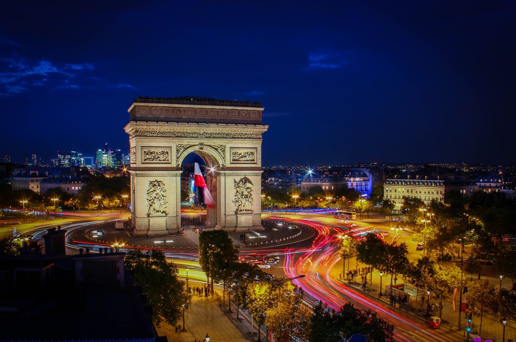 The iconic Parisian monument of Arc de Triomphe