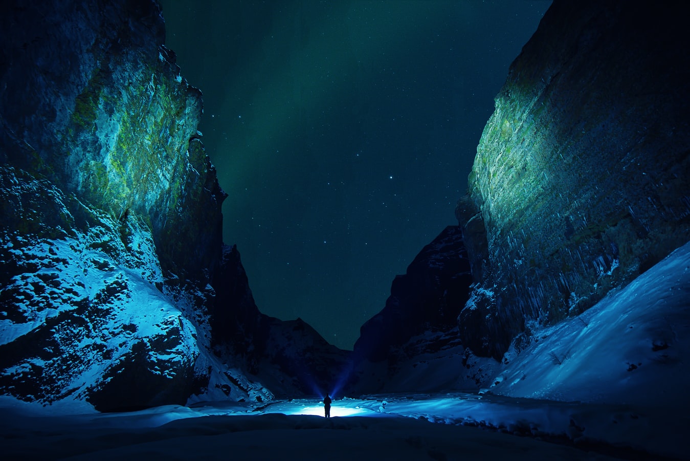 Northern lights in Iceland Canyon