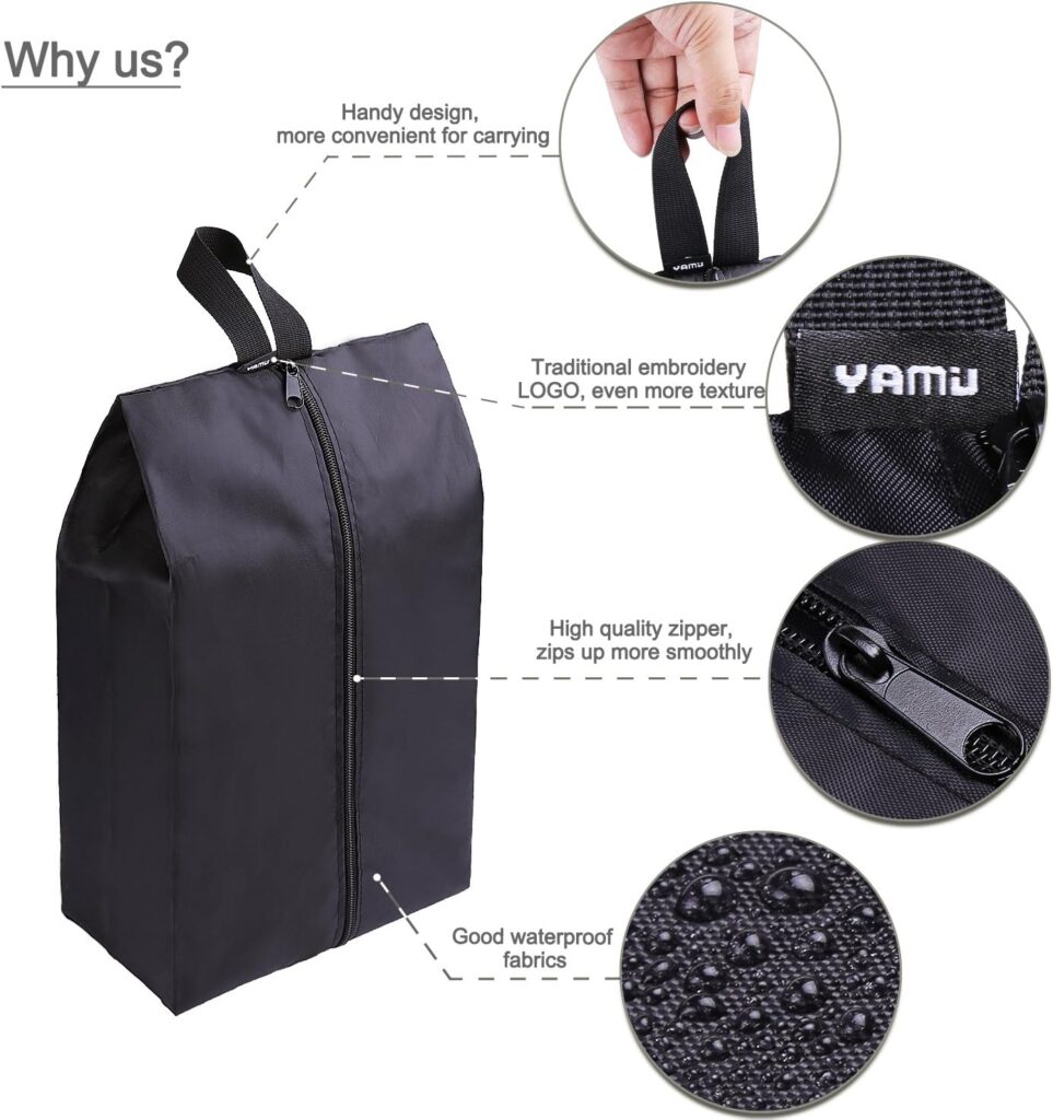 YAMIU Travel Shoe Bags Set of 4 Waterproof Nylon with Zipper